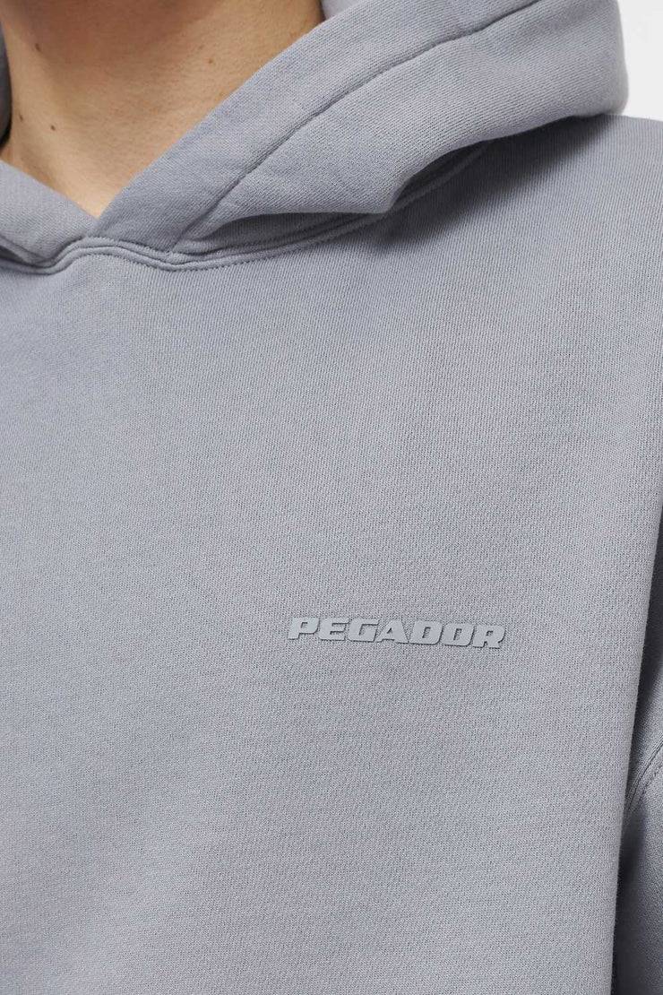Pegador Logo Oversized Hoodie Vintage Washed Dusk Grey Gum Verkauf