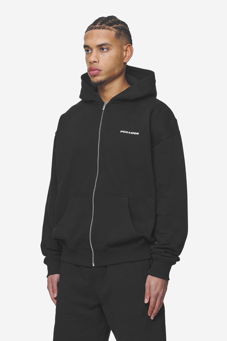 Pegador Logo Oversized Sweat Jacket Washed Black White Gum Fabrikverkauf