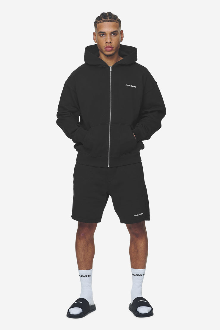 Pegador Logo Oversized Sweat Jacket Washed Black White Gum Fabrikverkauf