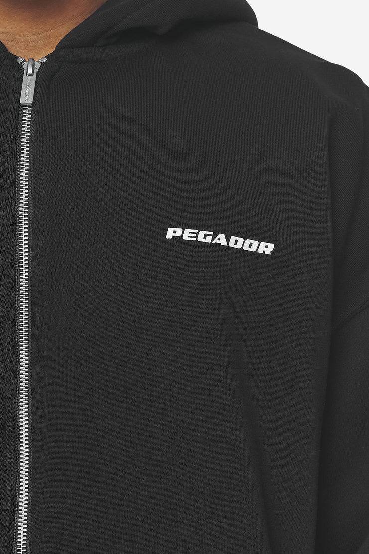 Pegador Logo Oversized Sweat Jacket Washed Black White Gum Fabrikverkauf