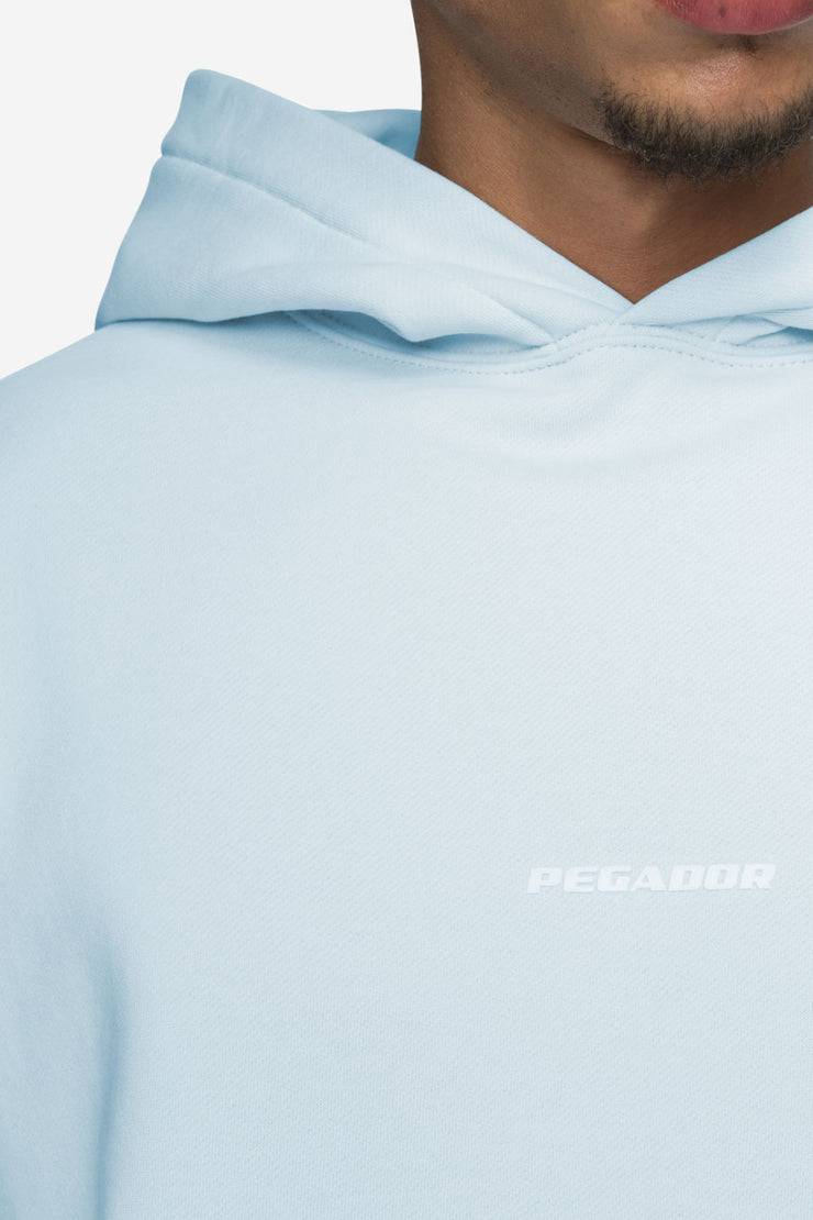 Pegador Logo Boxy Hoodie Washed Baby Blue White Gum Großer Ausverkauf