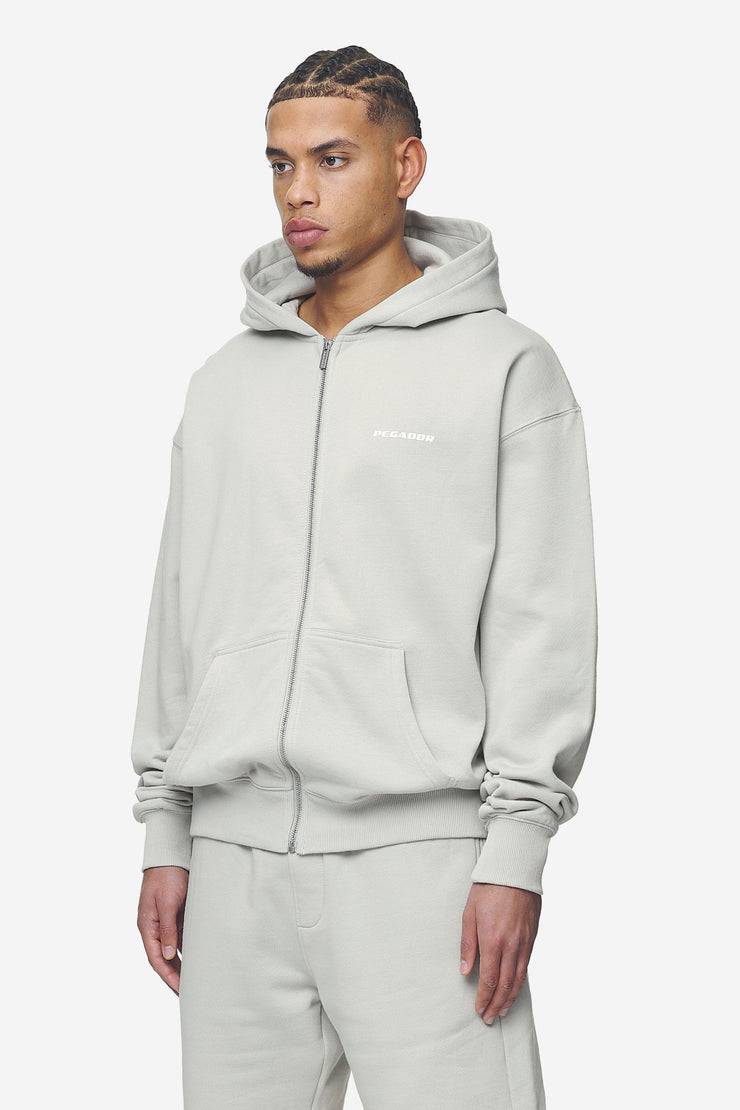 Pegador Logo Oversized Sweat Jacket Washed Pearl Grey White Gum Exklusivangebot
