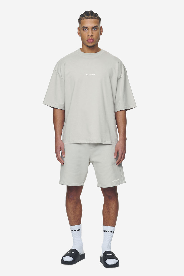 Pegador Logo Boxy Tee Washed Pearl Grey White Gum Preisnachlass