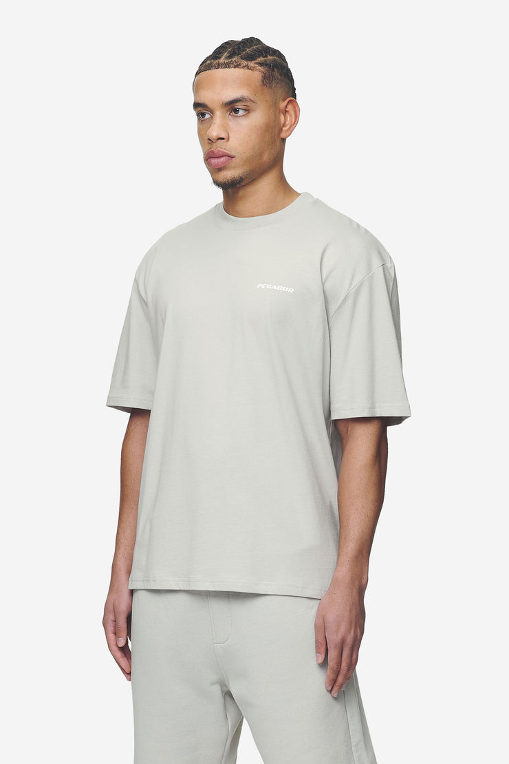 Pegador Logo Oversized Tee Washed Pearl Grey White Gum Saisonschlussverkauf