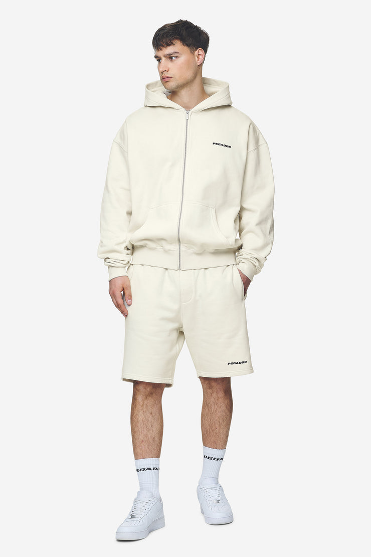 Pegador Logo Oversized Sweat Jacket Washed Salty Cream Black Gum Cyber Monday