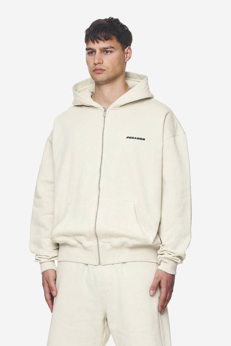 Pegador Logo Oversized Sweat Jacket Washed Salty Cream Black Gum Cyber Monday