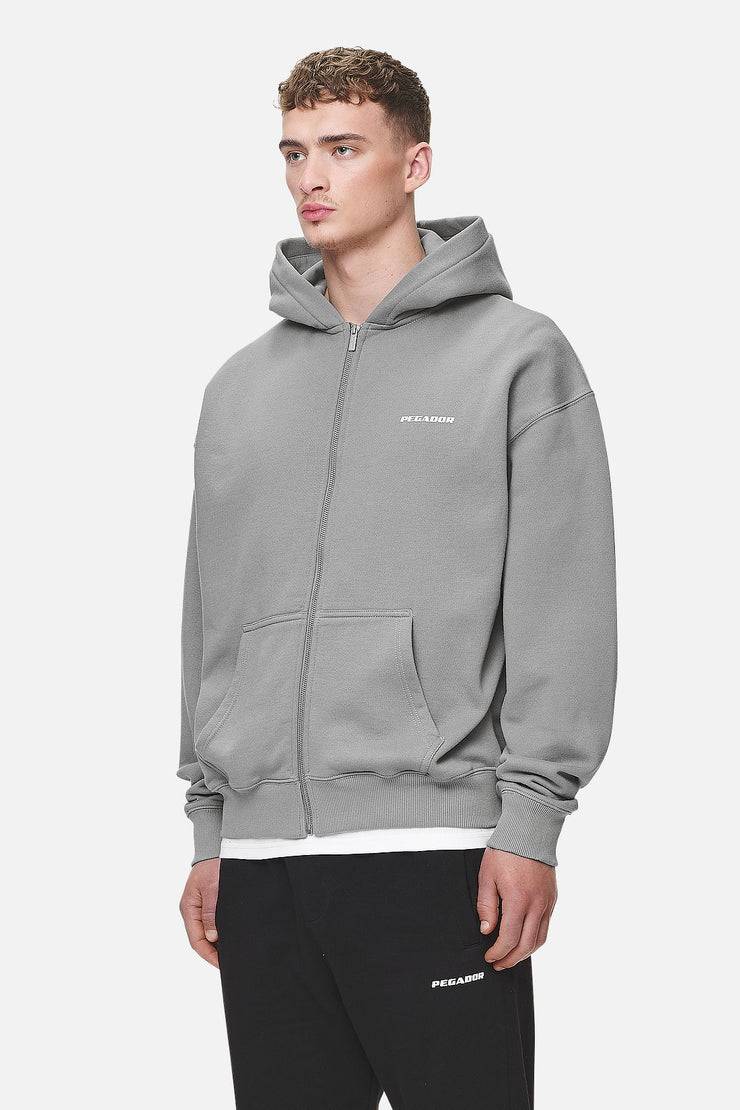 Pegador Logo Oversized Sweat Jacket Washed Cool Grey White Gum Lagerräumung