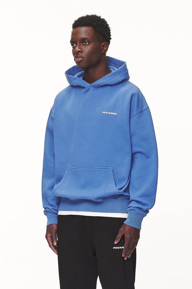 Pegador Logo Oversized Hoodie Washed Retro Blue White Gum Neueste Mode
