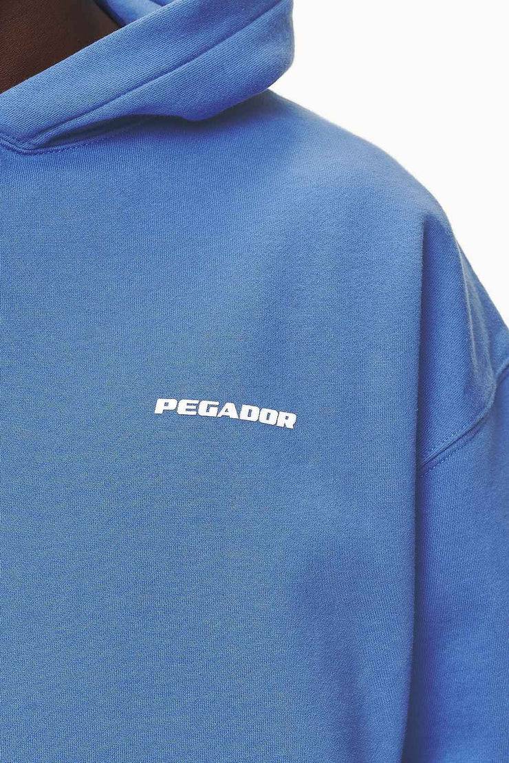 Pegador Logo Oversized Hoodie Washed Retro Blue White Gum Neueste Mode