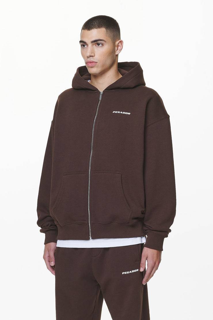 Pegador Logo Oversized Sweat Jacket Washed Oak Brown Gum Große Rabatte