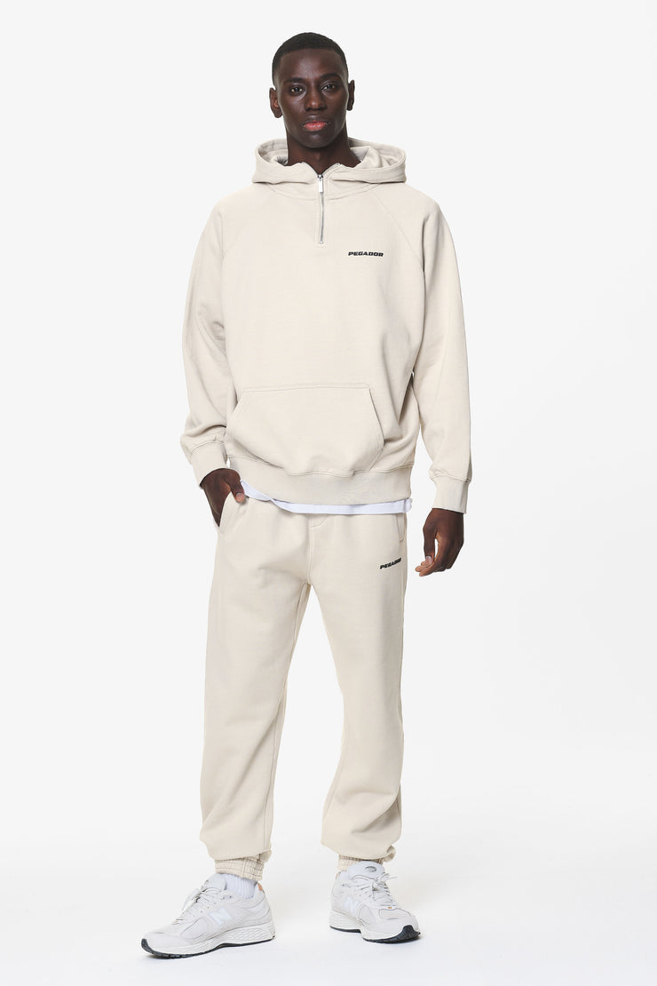 Pegador Logo Oversized Halfzip Hoodie Washed Dust Cream Gum Räumungsverkauf