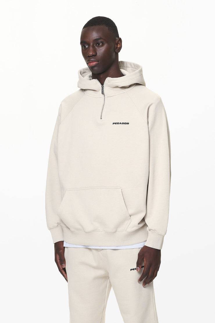 Pegador Logo Oversized Halfzip Hoodie Washed Dust Cream Gum Räumungsverkauf