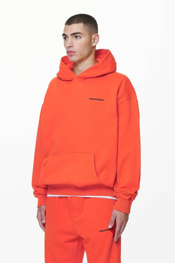 Pegador Logo Oversized Hoodie Washed Signal Red Gum Riesige Ersparnisse