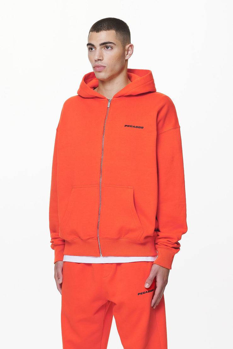 Pegador Logo Oversized Sweat Jacket Washed Signal Red Gum VIP-Rabatte