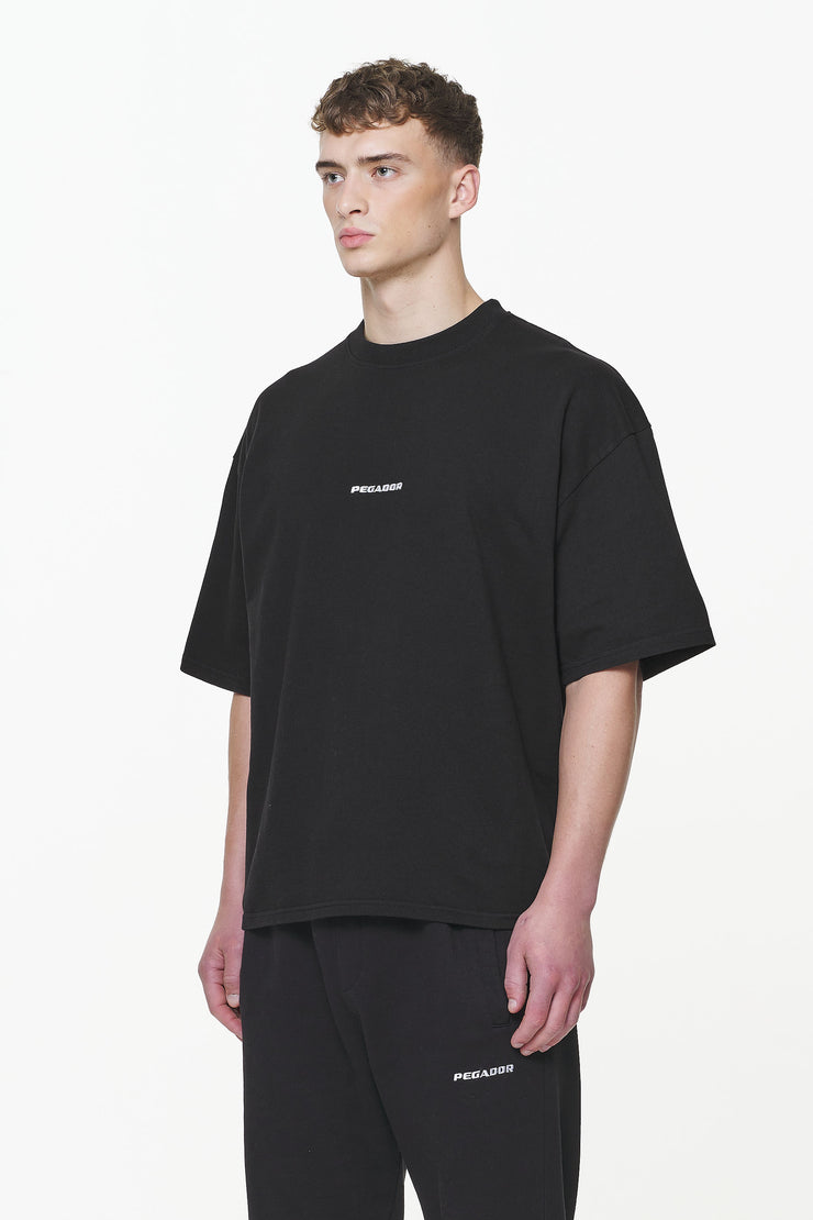Pegador Logo Boxy Tee Vintage Washed Onyx Black Clearance-Verkauf