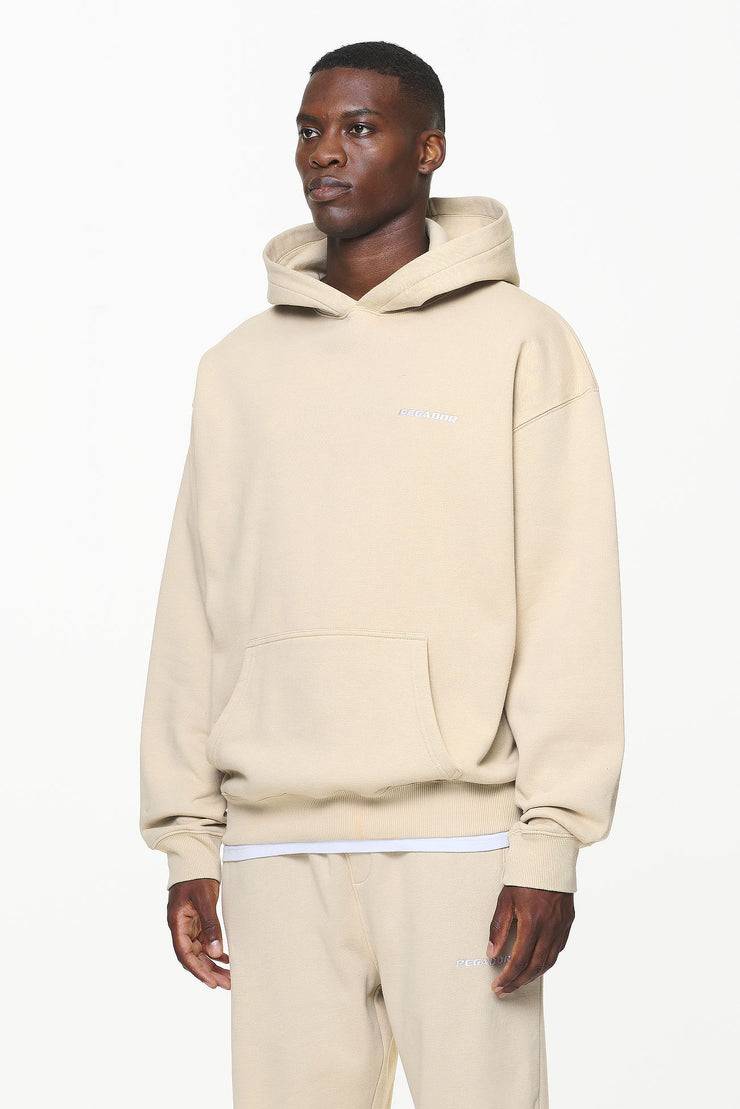 Pegador Logo Oversized Hoodie Vintage Washed Kingdom Beige Begrenzt auf 3 Tage