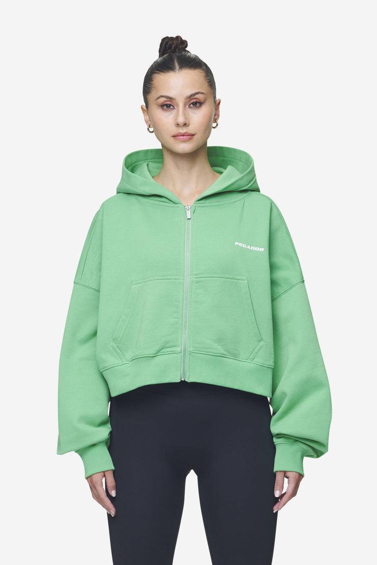 Pegador Lana Logo Cropped Sweat Jacket Washed Peppermint Green White Rabatt