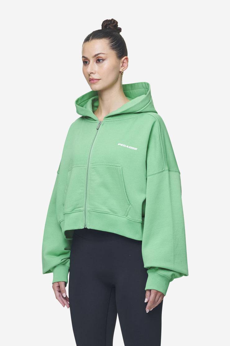 Pegador Lana Logo Cropped Sweat Jacket Washed Peppermint Green White Rabatt