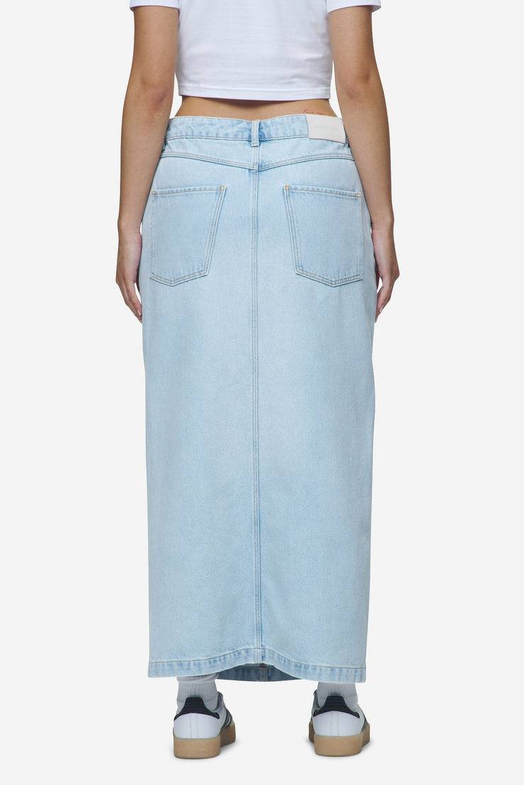 Pegador Aya Denim Midi Zip Skirt Washed Light Blue Riesige Ersparnisse
