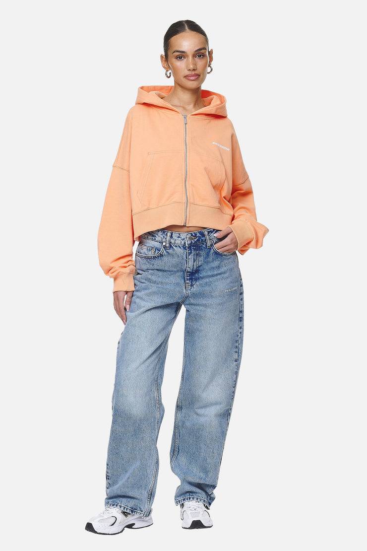 Pegador Marla Cropped Zip Hoodie Washed Apricot White Gum Fabrikladen