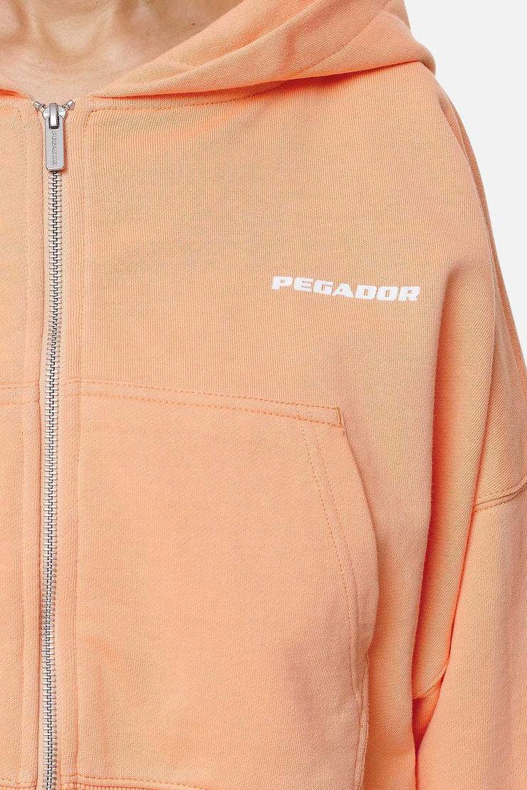 Pegador Marla Cropped Zip Hoodie Washed Apricot White Gum Fabrikladen