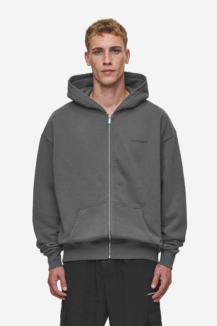 Pegador Colne Logo Oversized Sweat Jacket Washed Anthracite Black Angebote