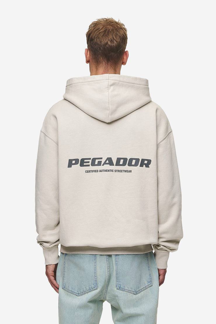 Pegador Colne Logo Oversized Hoodie Washed Light Beige Anthracite im Angebot