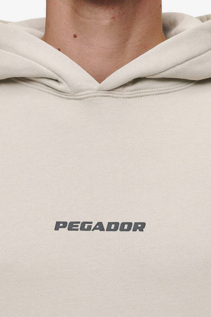 Pegador Colne Logo Oversized Hoodie Washed Light Beige Anthracite im Angebot