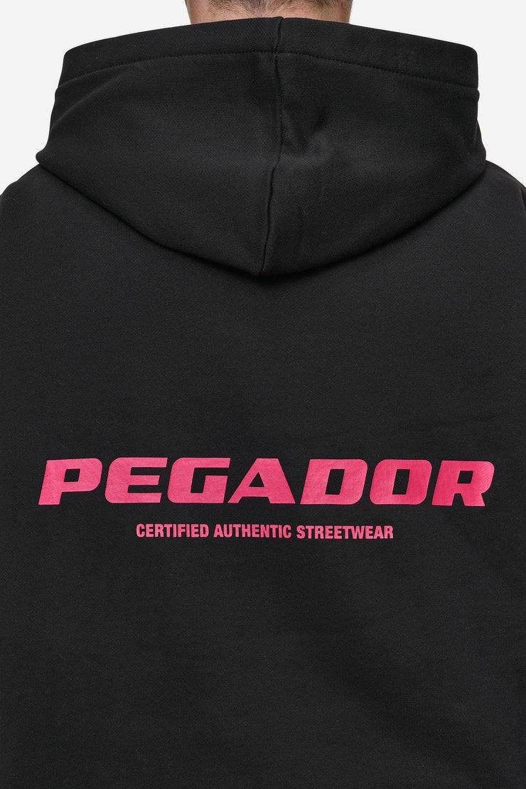 Pegador Colne Logo Oversized Hoodie Washed Black Virtual Pink Schlussverkauf