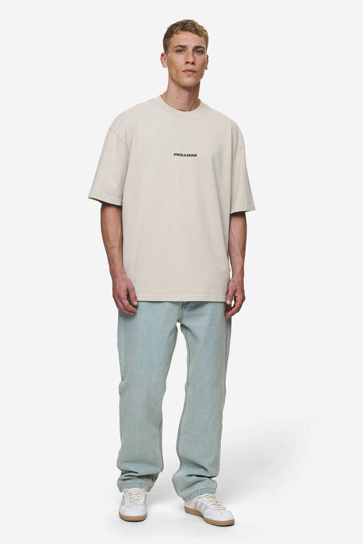 Pegador Colne Logo Oversized Tee Washed Light Beige Anthracite Günstiger Verkauf