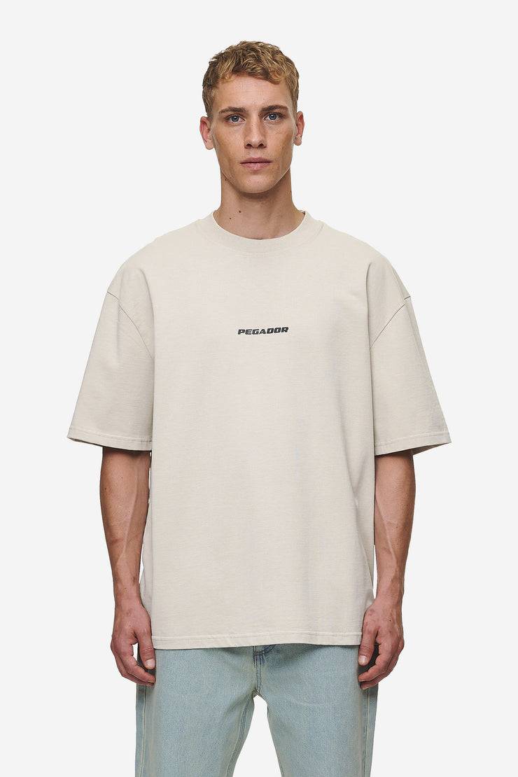 Pegador Colne Logo Oversized Tee Washed Light Beige Anthracite Günstiger Verkauf