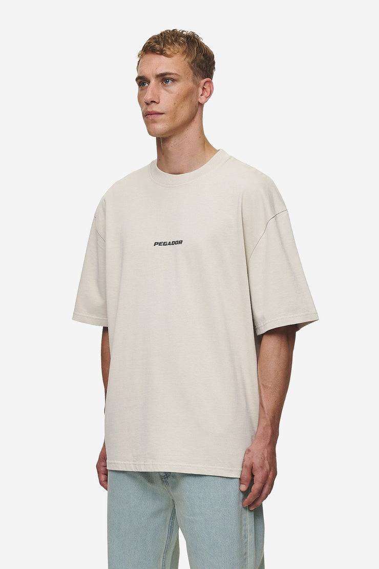 Pegador Colne Logo Oversized Tee Washed Light Beige Anthracite Günstiger Verkauf