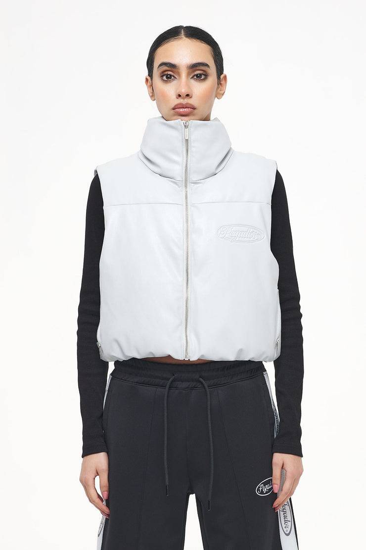 Pegador Zito Cropped Faux Leather Vest Quiet Gray Saisonale Angebote