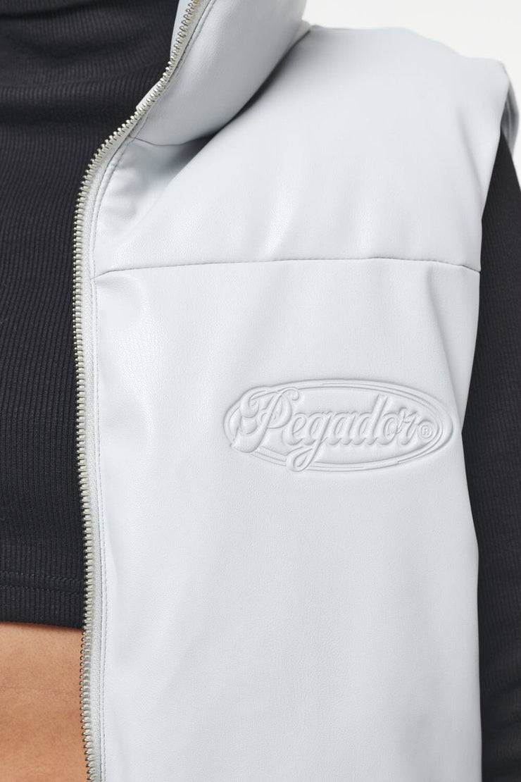 Pegador Zito Cropped Faux Leather Vest Quiet Gray Saisonale Angebote