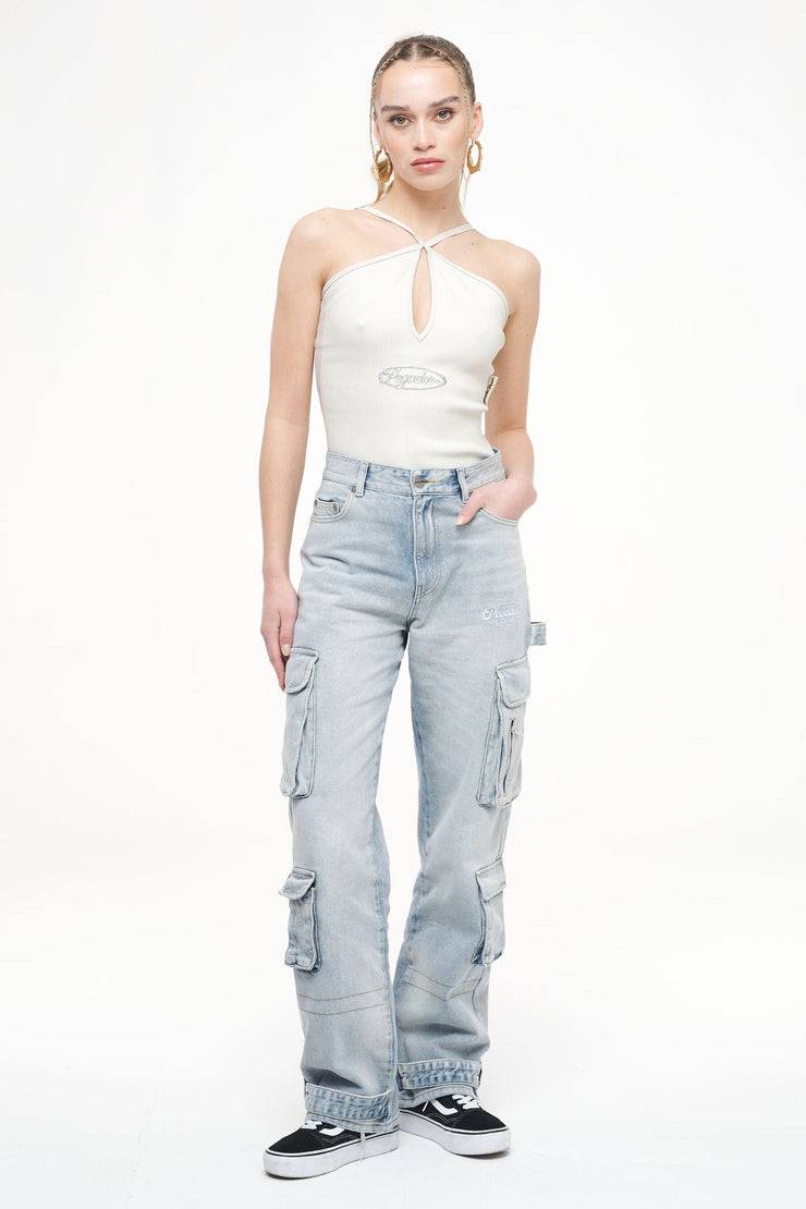 Pegador Santos Rib Neckholder Bodysuit Vintage Washed Angels Cream JETZT KAUFEN