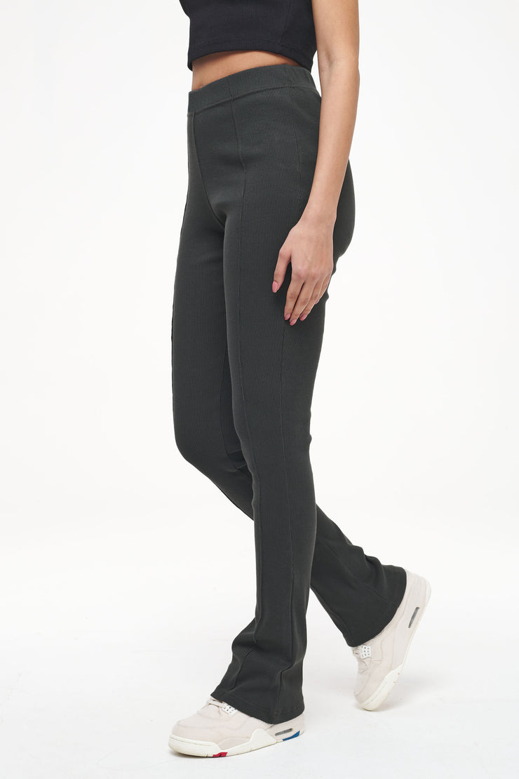 Pegador Elida Rib Hip Strap Flared Leggings Vintage Washed Iron Grey Neueste Stile
