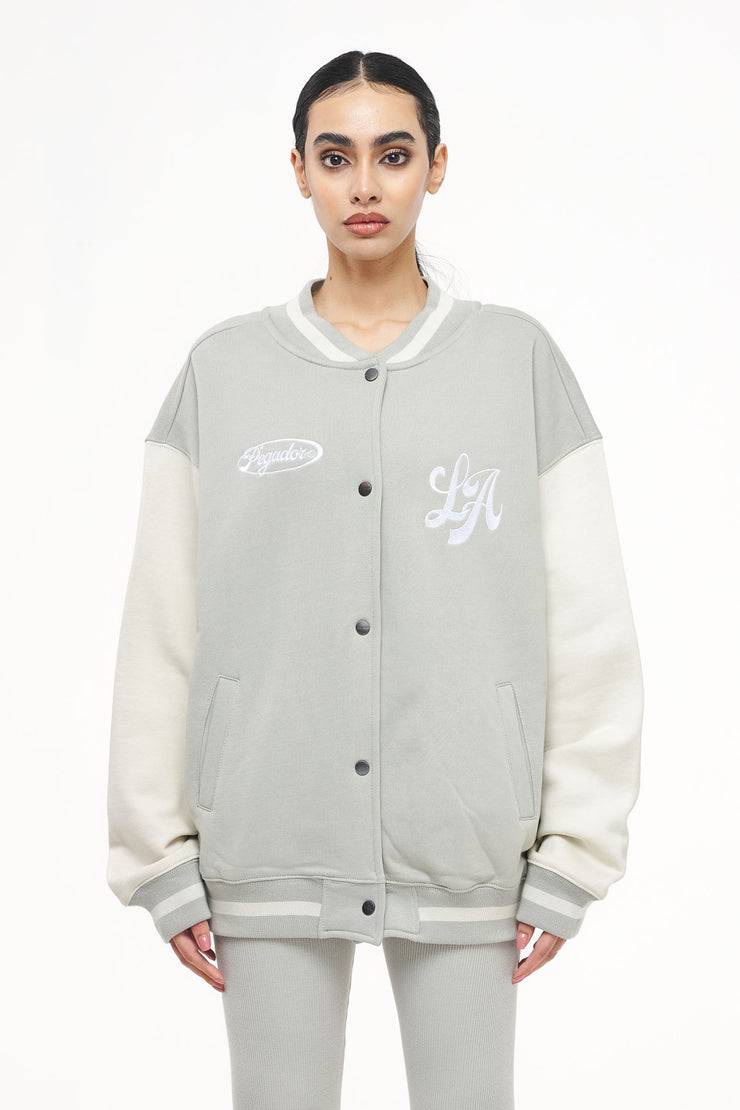 Pegador Dale Oversized Varsity Jacket Vintage Washed Quiet Gray Angels Cream Letzte 2 Tage