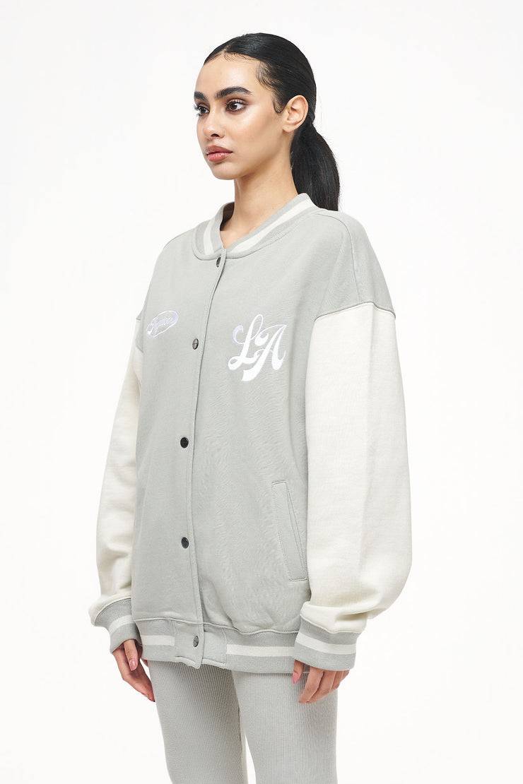 Pegador Dale Oversized Varsity Jacket Vintage Washed Quiet Gray Angels Cream Letzte 2 Tage