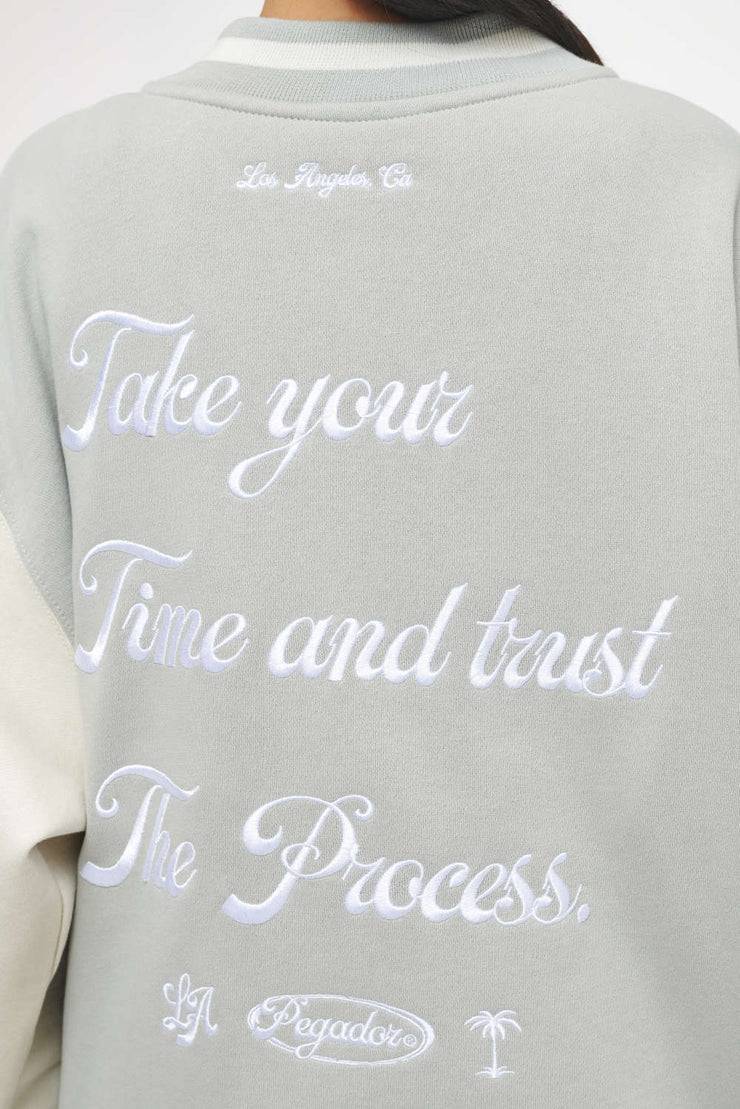 Pegador Dale Oversized Varsity Jacket Vintage Washed Quiet Gray Angels Cream Letzte 2 Tage
