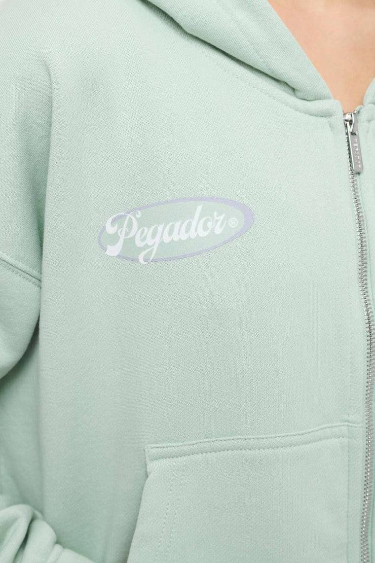 Pegador Hills Cropped Zip Hoodie Vintage Washed Milky Green Bis zu 50% Rabatt