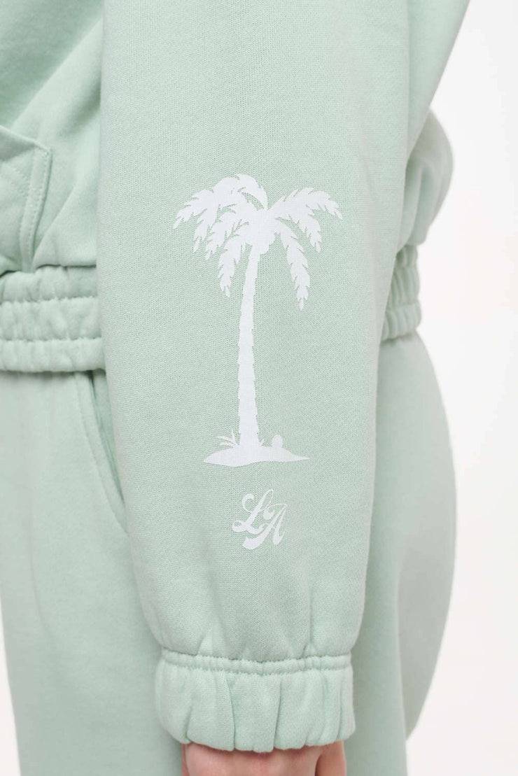 Pegador Hills Cropped Zip Hoodie Vintage Washed Milky Green Bis zu 50% Rabatt