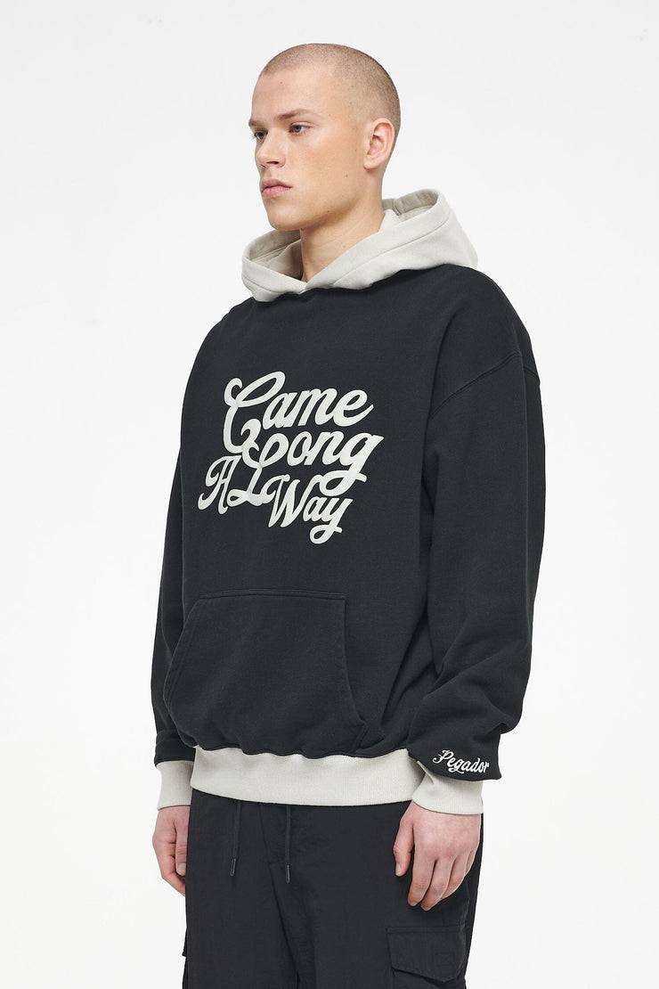 Pegador Trounce Oversized Hoodie Vintage Washed Black Ink Angels Cream Hotsell