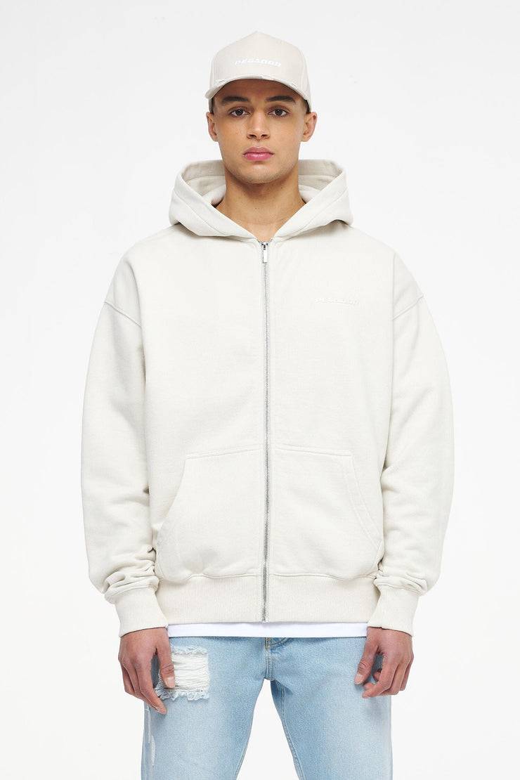Pegador Colne Logo Oversized Sweat Jacket Vintage Washed Angels Cream Gum Fabrik Onlineshop