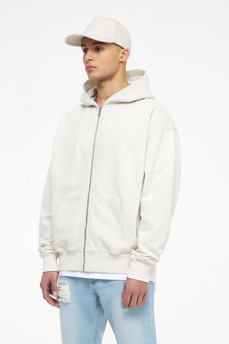 Pegador Colne Logo Oversized Sweat Jacket Vintage Washed Angels Cream Gum Fabrik Onlineshop