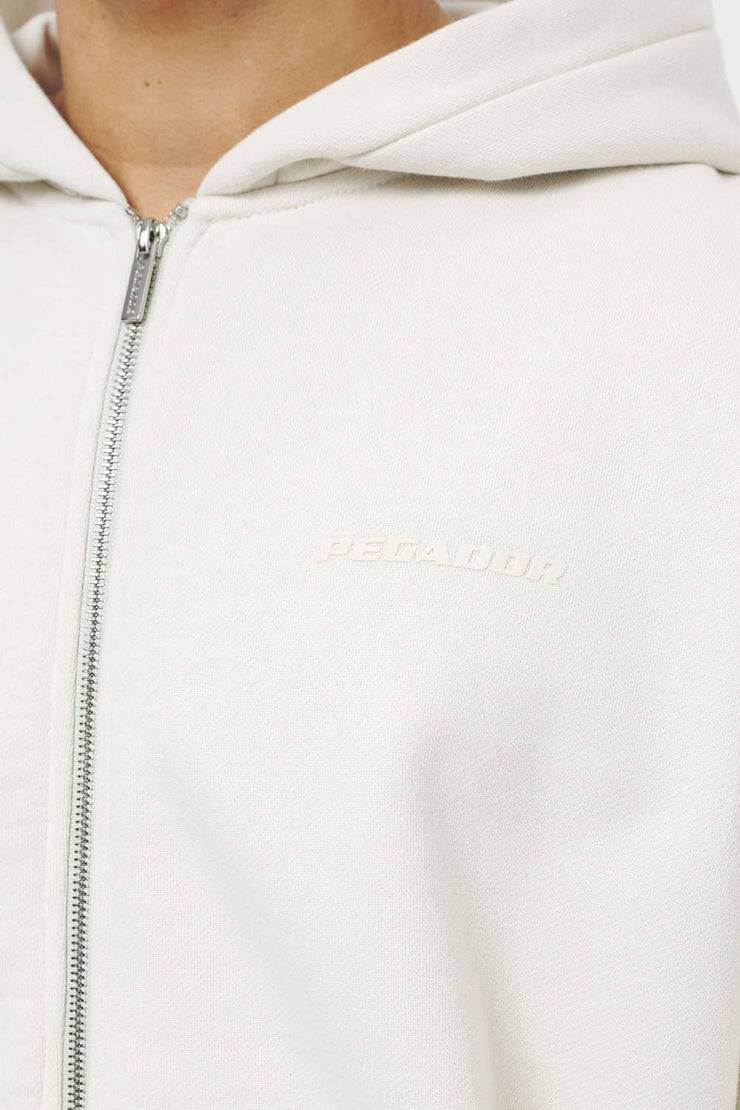 Pegador Colne Logo Oversized Sweat Jacket Vintage Washed Angels Cream Gum Fabrik Onlineshop