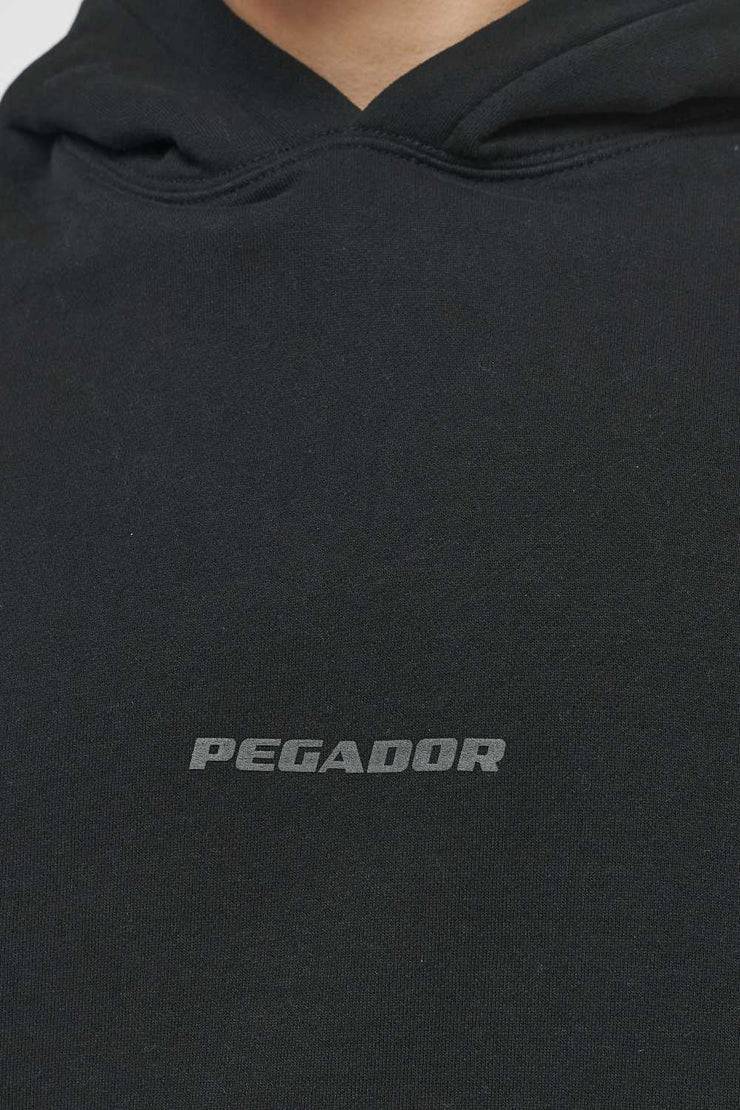 Pegador Colne Logo Oversized Hoodie Vintage Washed Black Ink Gum Sonderangebot