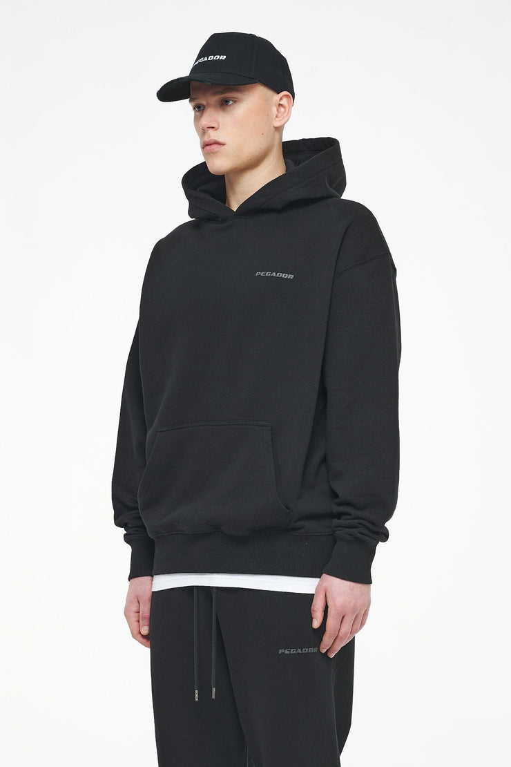 Pegador Logo Oversized Hoodie Vintage Washed Black Ink Gum Preisnachlass