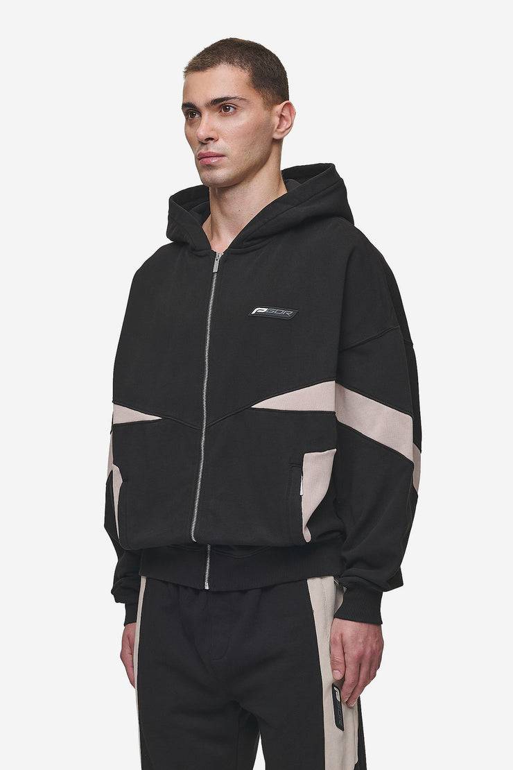 Pegador Aderno Boxy Sweat Jacket Washed Black Light Beige Neueste Mode