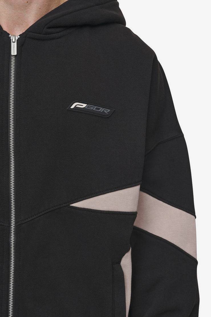 Pegador Aderno Boxy Sweat Jacket Washed Black Light Beige Neueste Mode