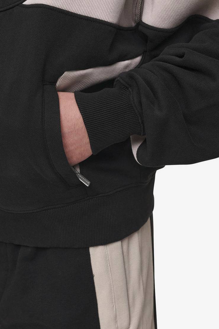 Pegador Aderno Boxy Sweat Jacket Washed Black Light Beige Neueste Mode